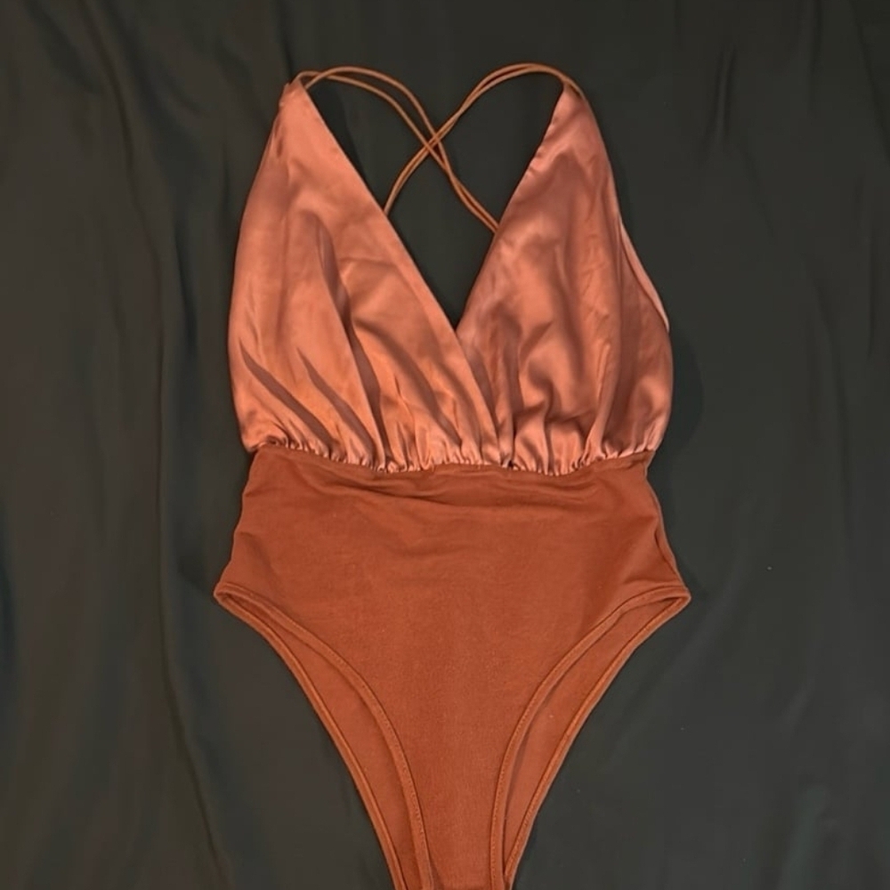 New SHEIN Satin Rose/Copper Shapewear Bodysuit - Picture 3 of 4